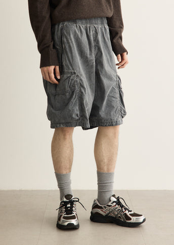 Uneven Pigment Dyed Nylon Smerigliato Cargo Shorts