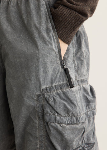 Uneven Pigment Dyed Nylon Smerigliato Cargo Shorts