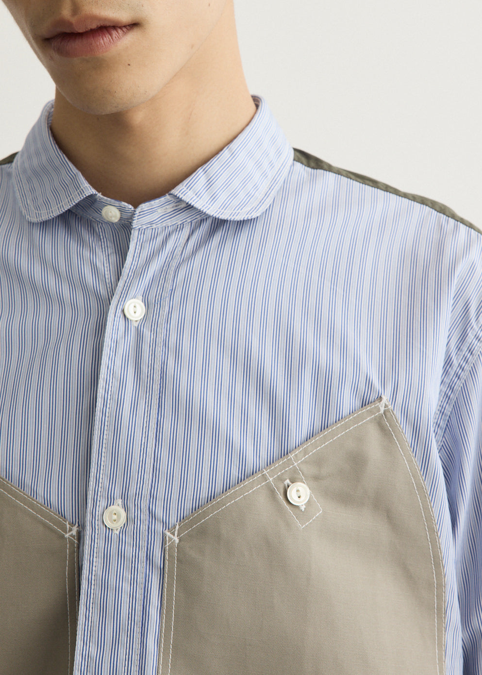 Stripe Linen Oxford Patch Pocket Shirt