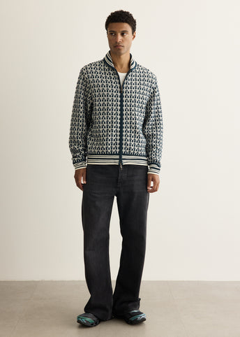 Pointelle Rib Knit Zip-Up