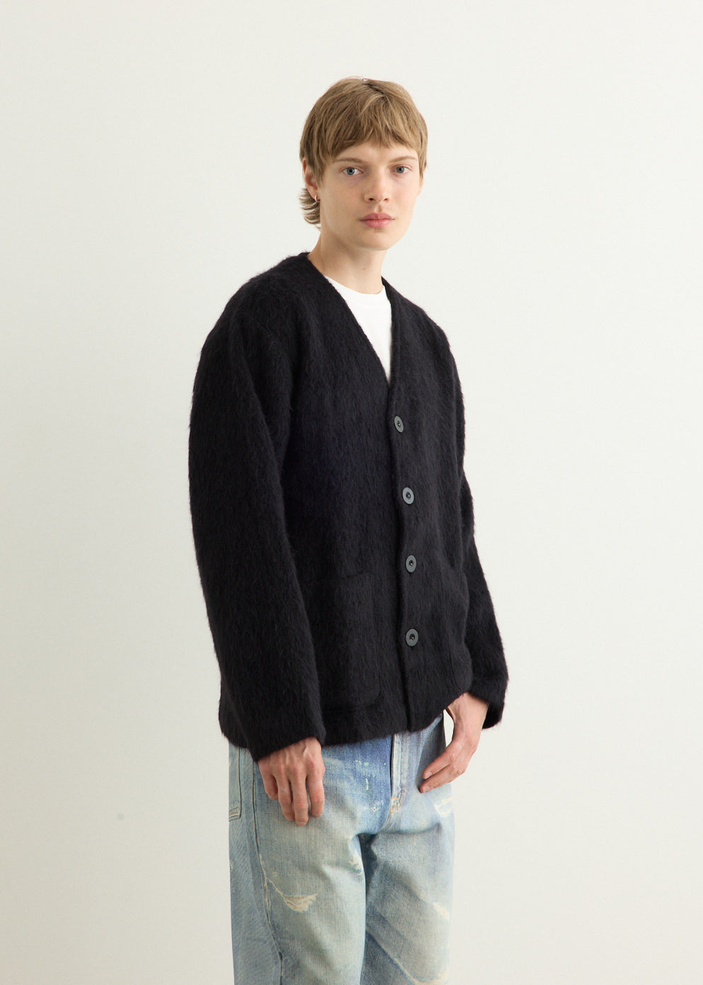 トップス our legacy big cardigan 46 black Our Legacy Big Cardigan - Shadow Black (Funky Acrylic) - M4233BS