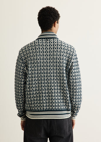 Pointelle Rib Knit Zip-Up