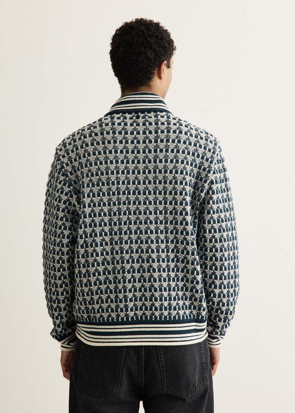 Pointelle Rib Knit Zip-Up