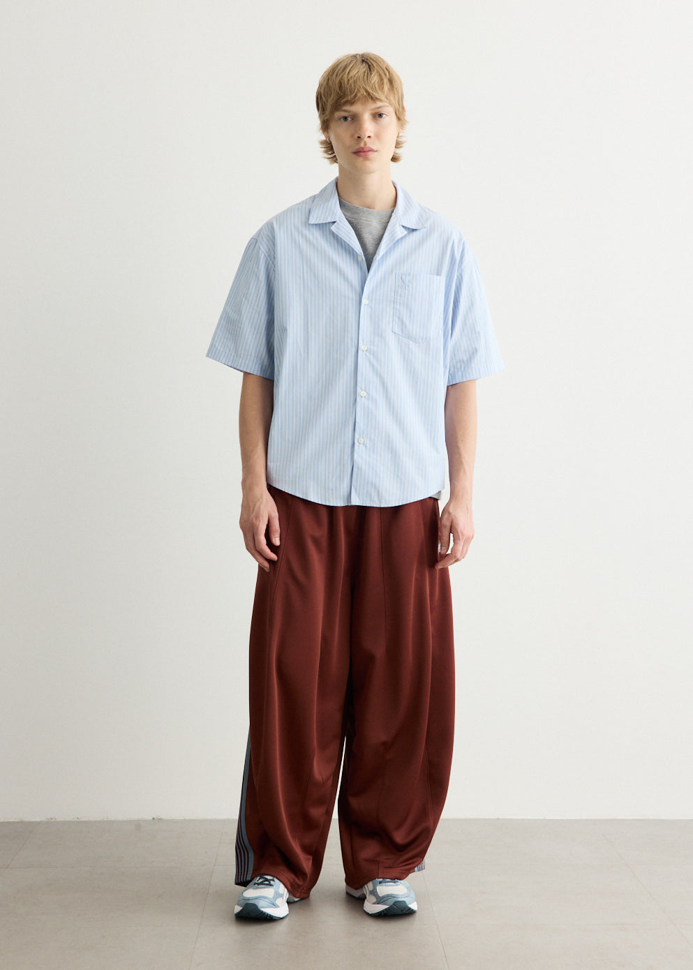 Short Sleeve Boxy Shirt With Camp Collar