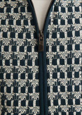 Pointelle Rib Knit Zip-Up