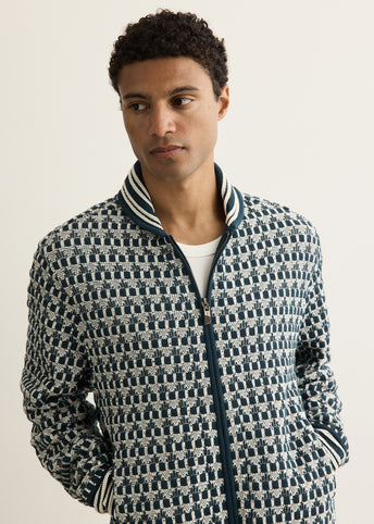 Pointelle Rib Knit Zip-Up
