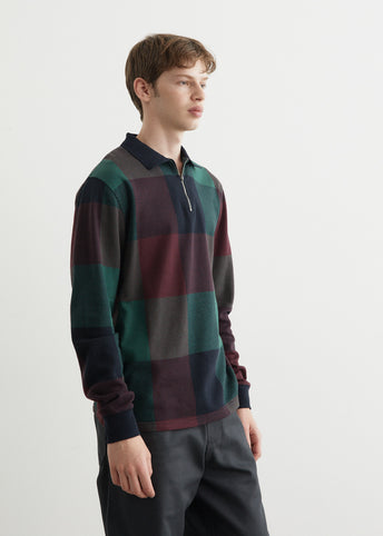 Buffalo Plaid Long Sleeve Polo