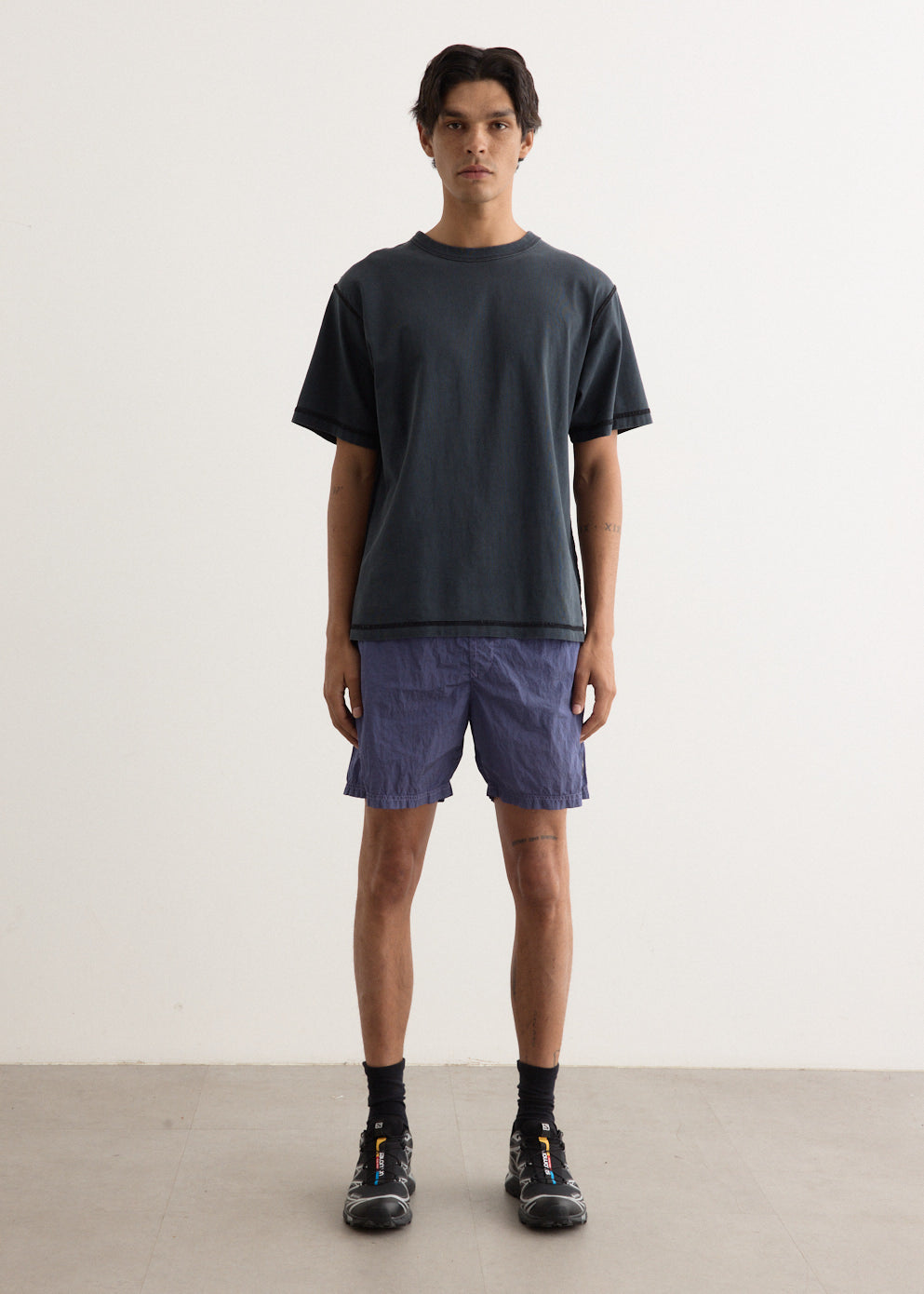 Nylon Metal Mid Length Swim Shorts