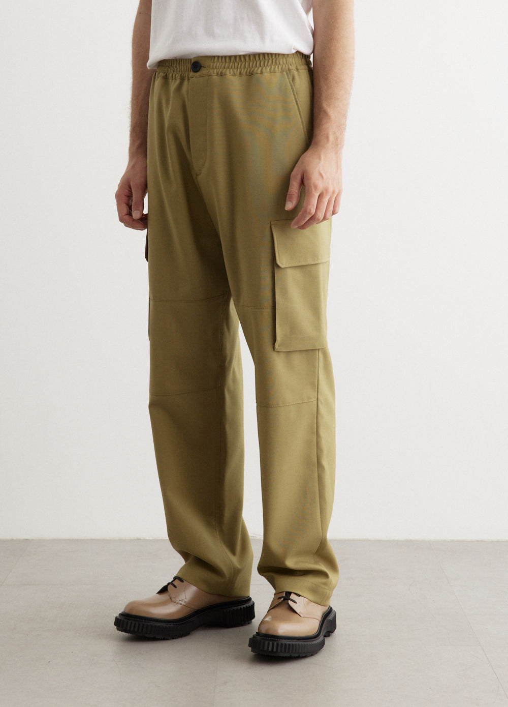 Tropical Wool Drawstring Cargo Pants