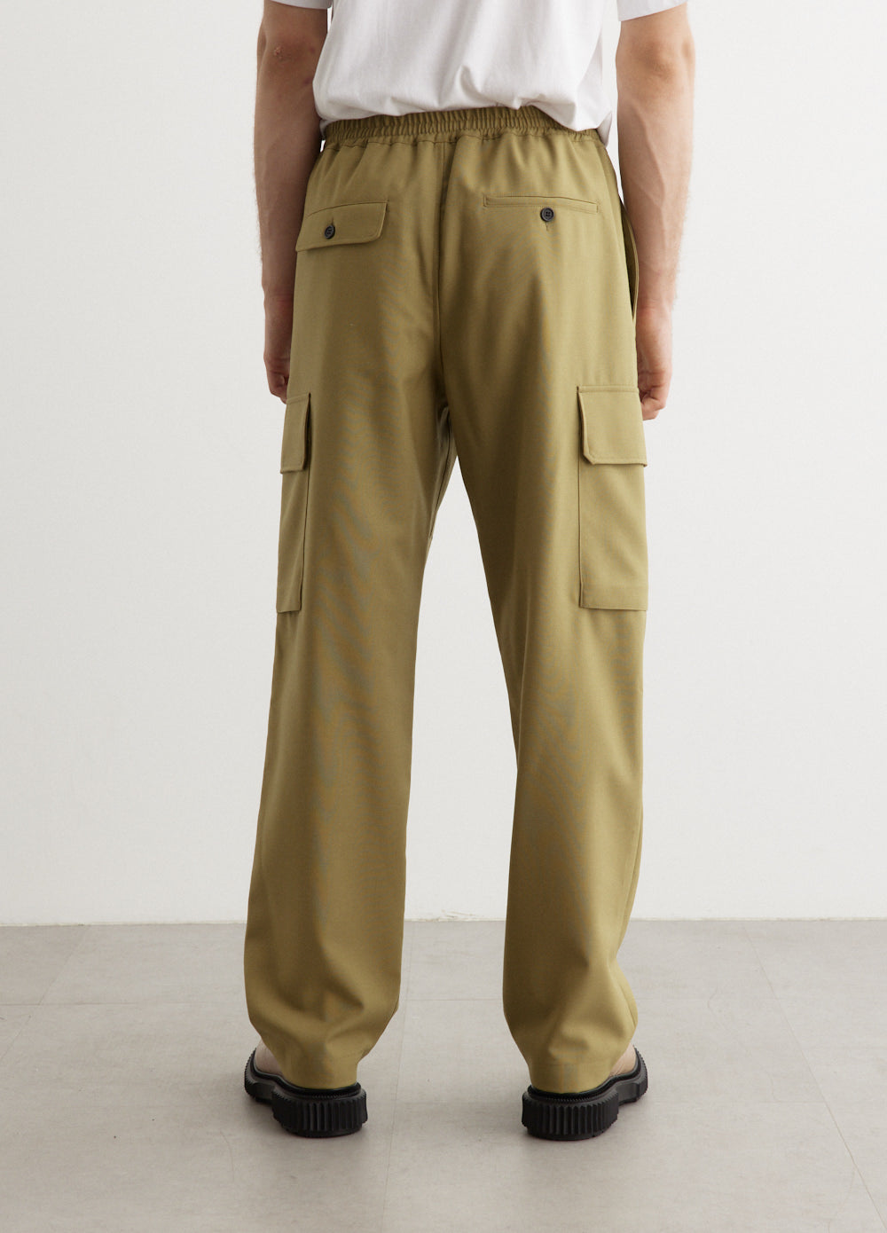 Tropical Wool Drawstring Cargo Pants