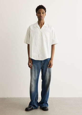 Short Sleeve Boxy Shirt With Camp Collar