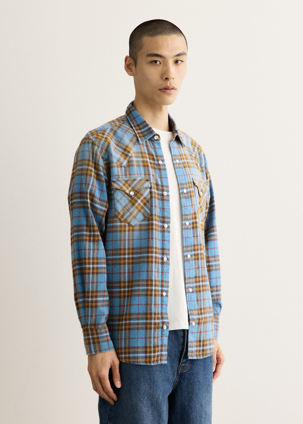 Washed Flannel Western Shirt