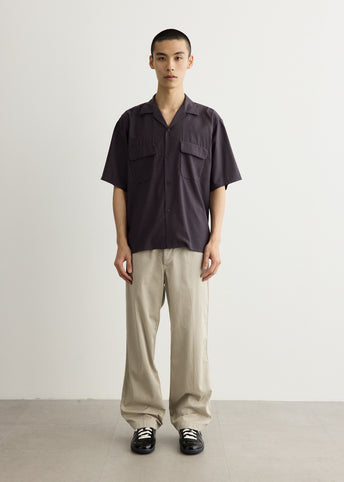 Summer Wool Open Collar Short Sleeve Shirt