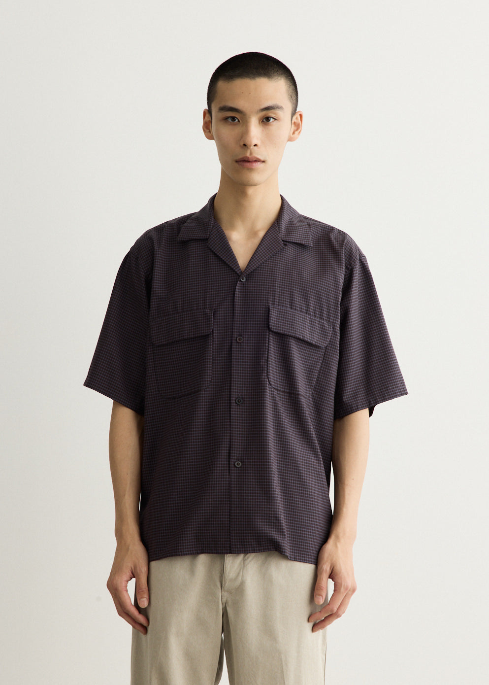 Summer Wool Open Collar Short Sleeve Shirt