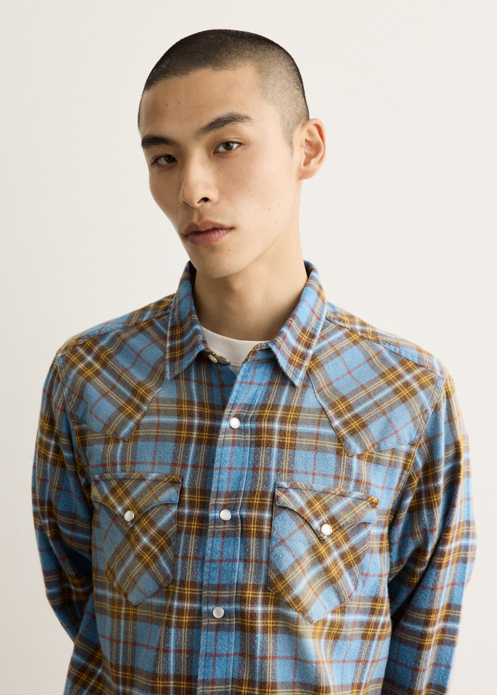 Washed Flannel Western Shirt