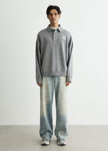 Stamp Oversized Polo Sweatshirt