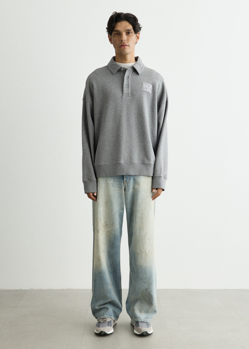 Stamp Oversized Polo Sweatshirt