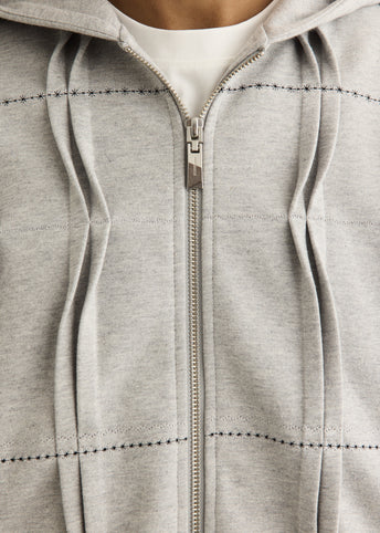 Pin Tuck Semi-Oversized Hooded Zip Up