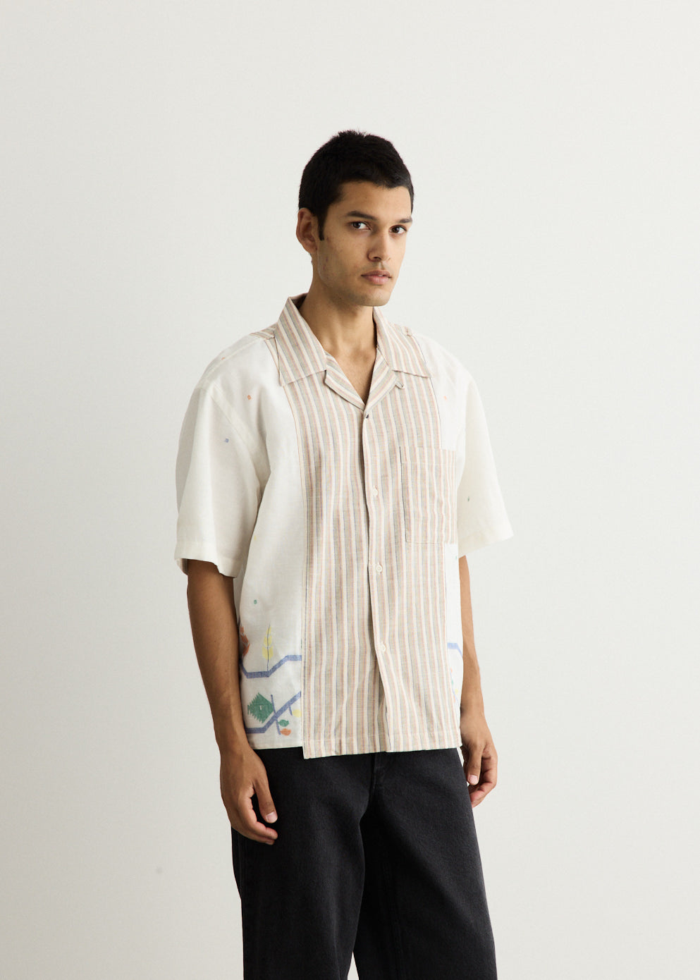Kunal Handwoven Contrast Panel Shirt