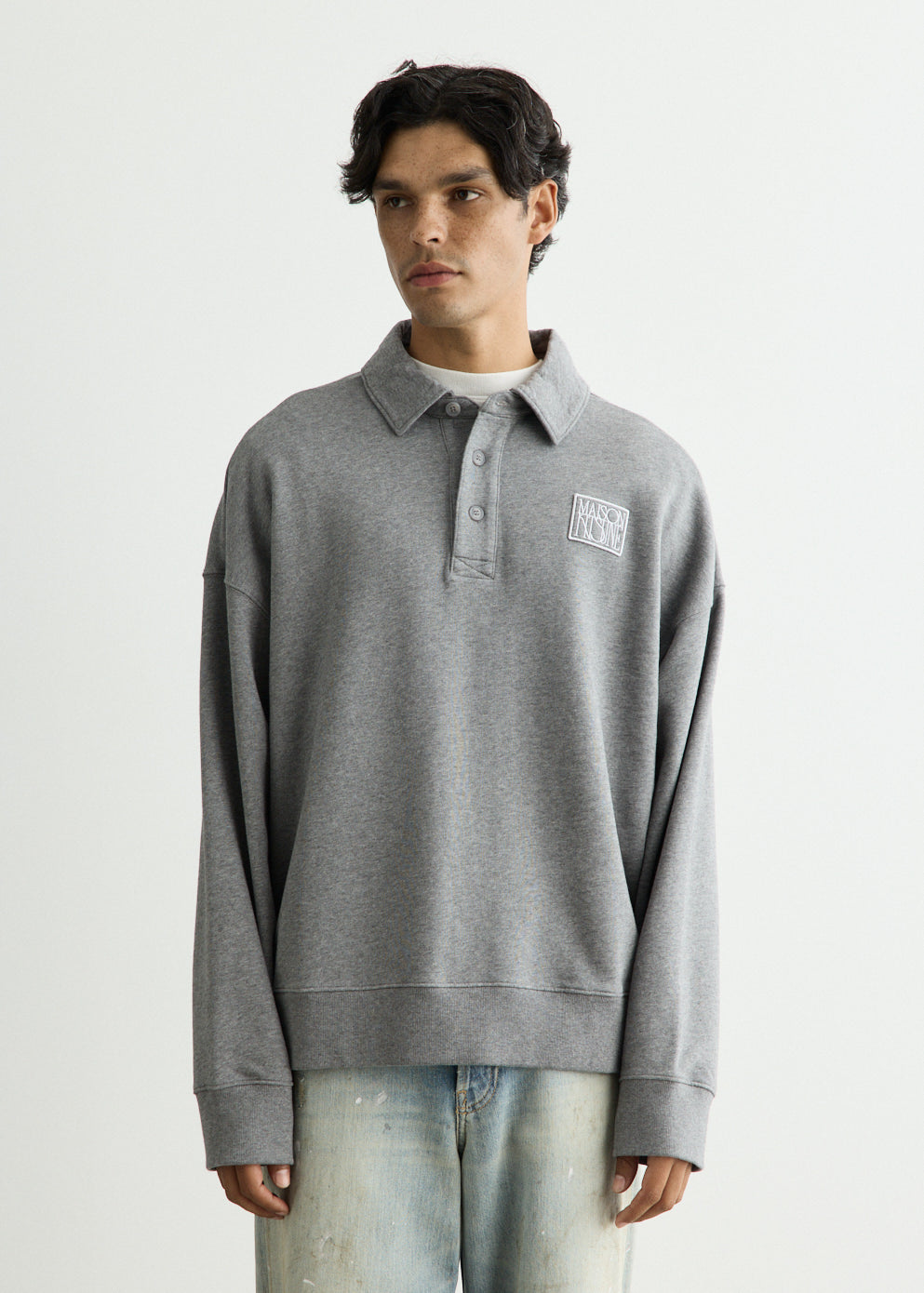 Stamp Oversized Polo Sweatshirt