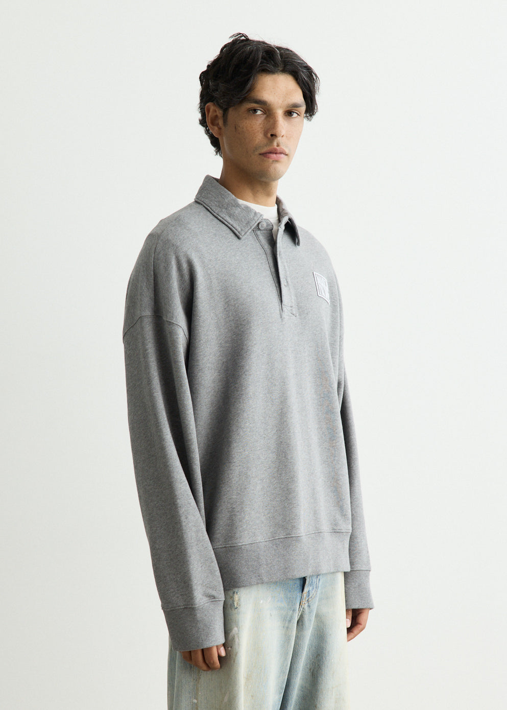 Stamp Oversized Polo Sweatshirt