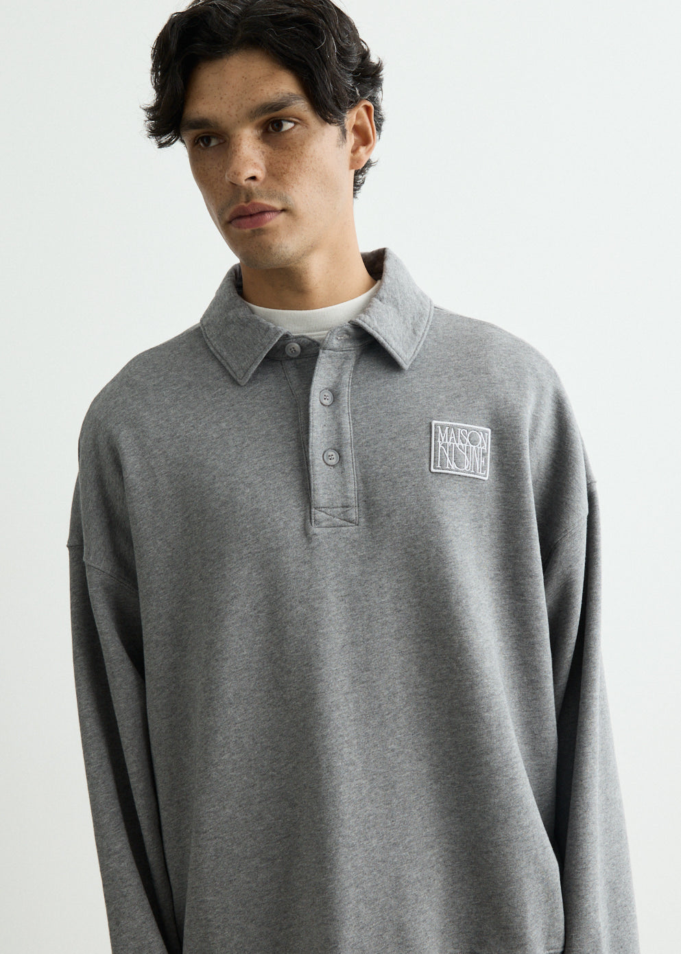 Stamp Oversized Polo Sweatshirt