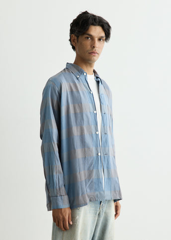 Open B.D. Indigo Panama Weave Plaid Shirt