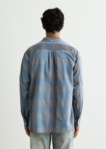 Open B.D. Indigo Panama Weave Plaid Shirt