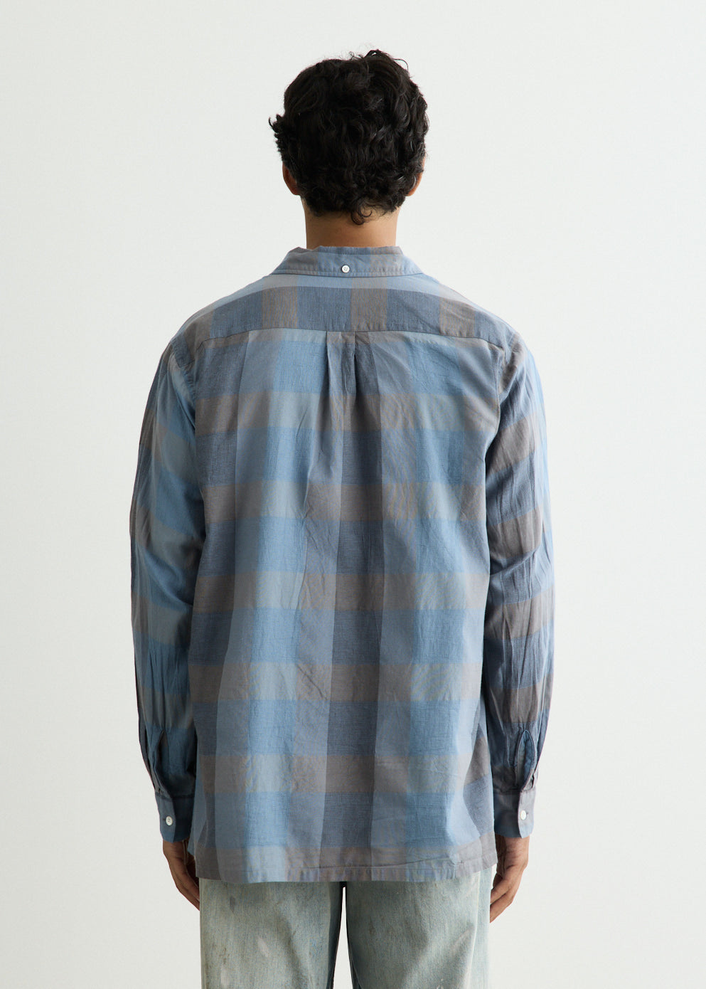 Open B.D. Indigo Panama Weave Plaid Shirt