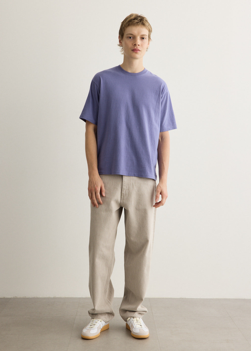 Faded Hard Twist Brown Denim Wide Pants