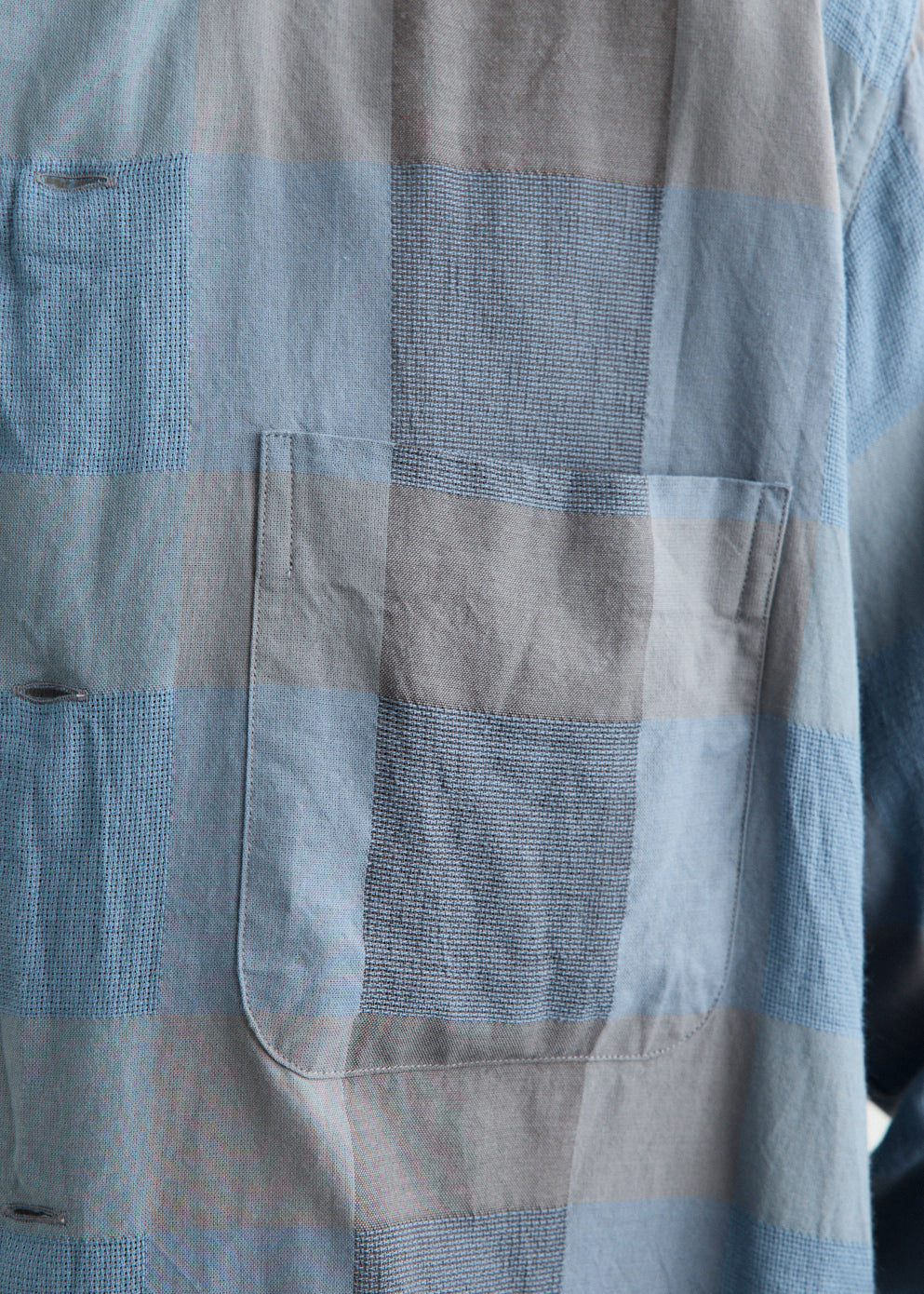 Open B.D. Indigo Panama Weave Plaid Shirt
