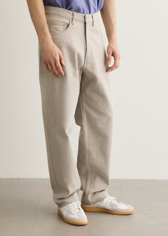 Faded Hard Twist Brown Denim Wide Pants