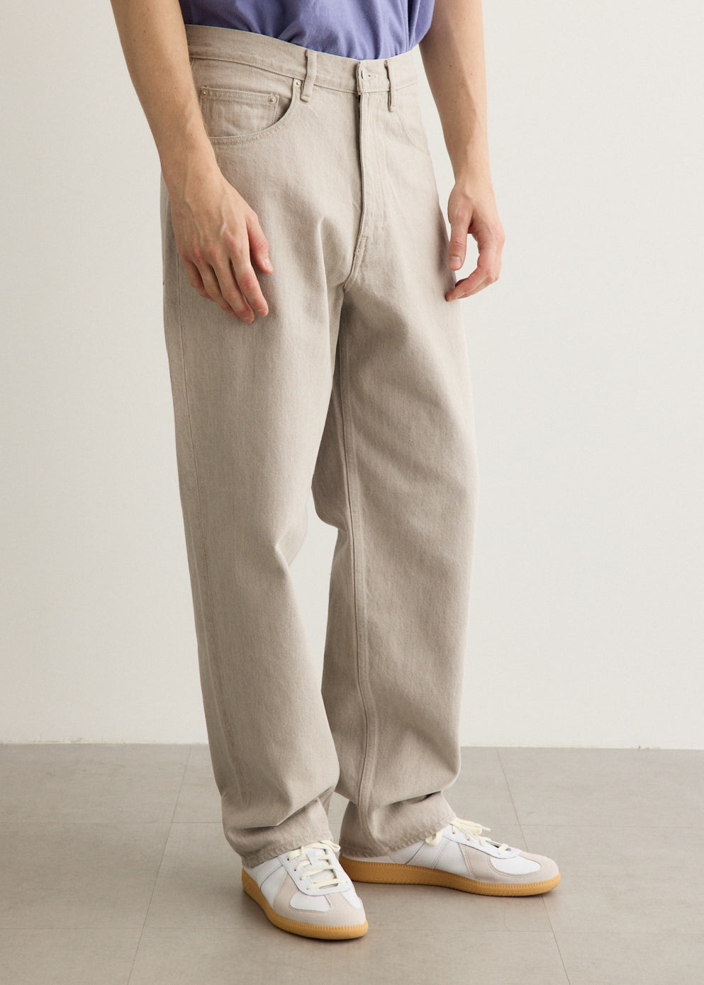 Faded Hard Twist Brown Denim Wide Pants