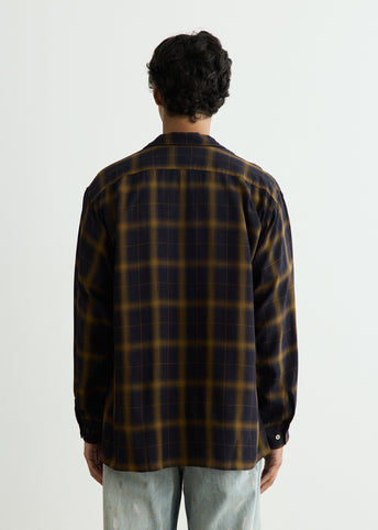 Open Collar Ombre Plaid Shirt