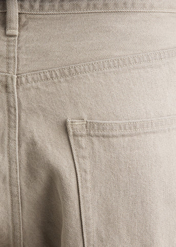 Faded Hard Twist Brown Denim Wide Pants