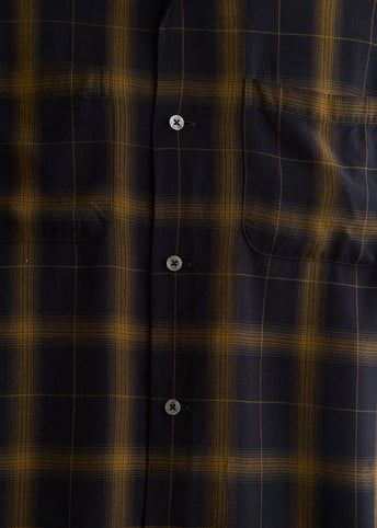 Open Collar Ombre Plaid Shirt