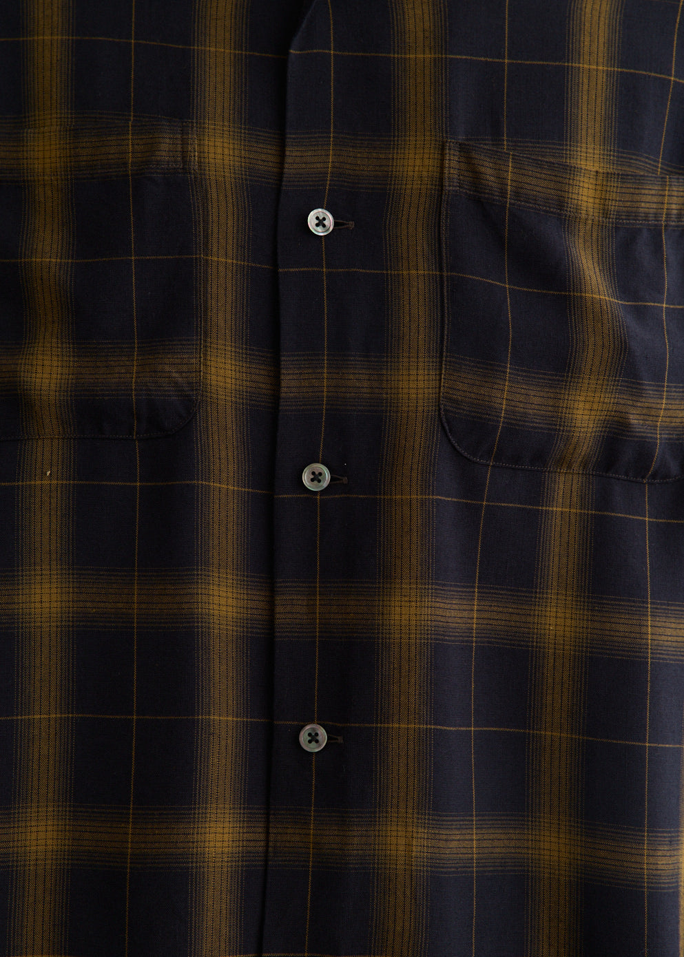 Open Collar Ombre Plaid Shirt