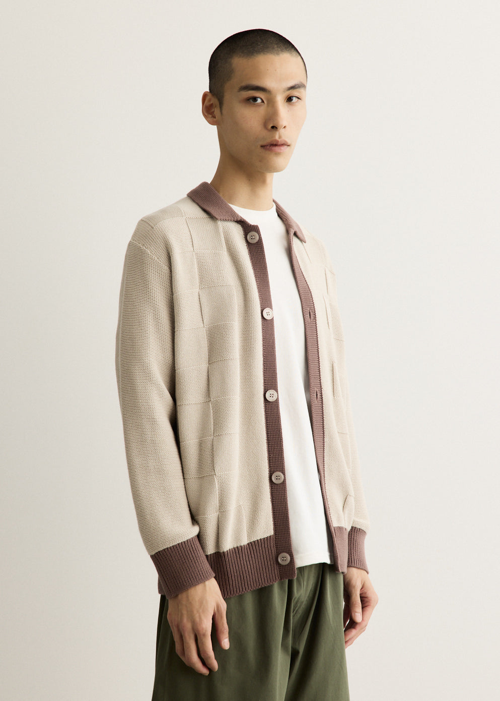 Check Panel Cardigan