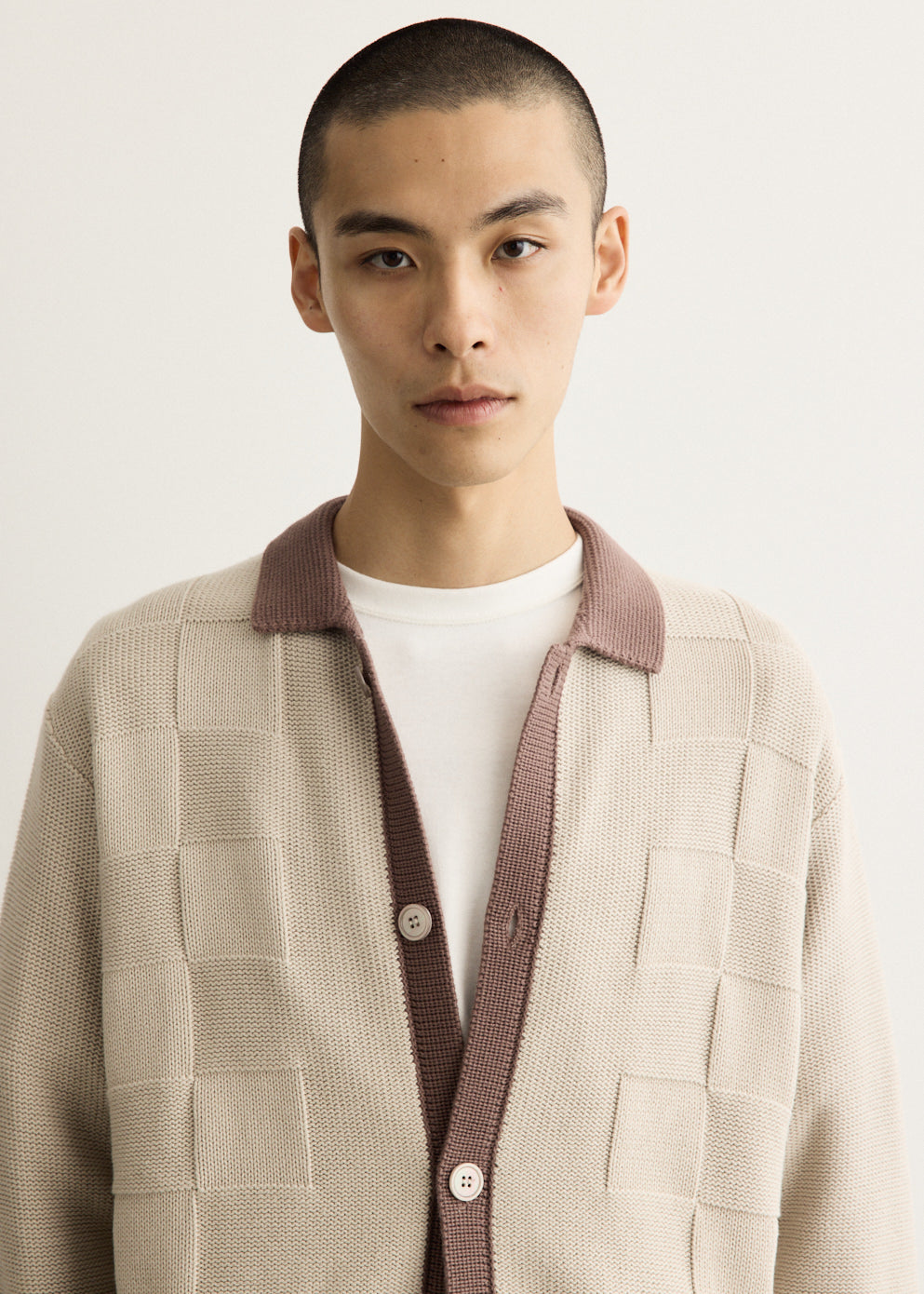 Check Panel Cardigan