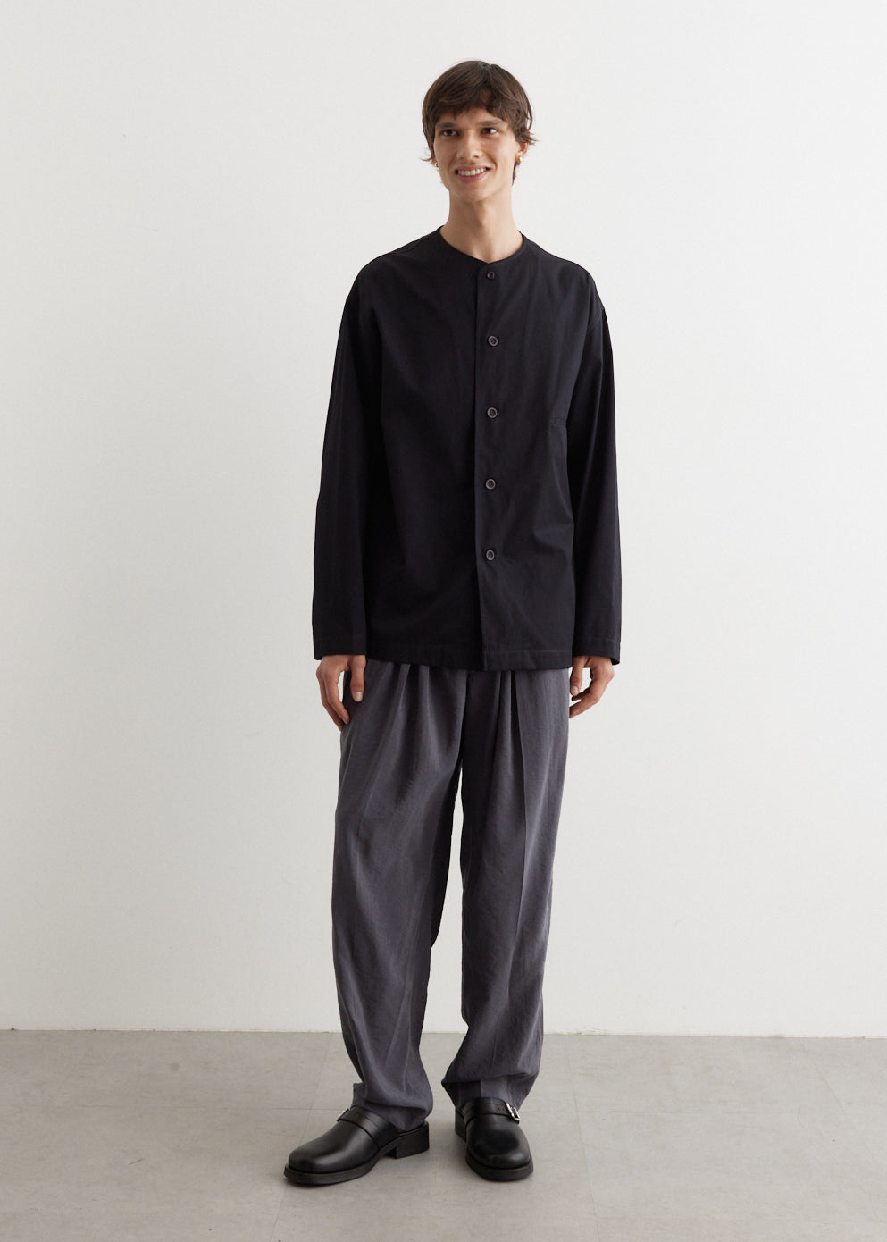 Collarless Relaxed Shirt