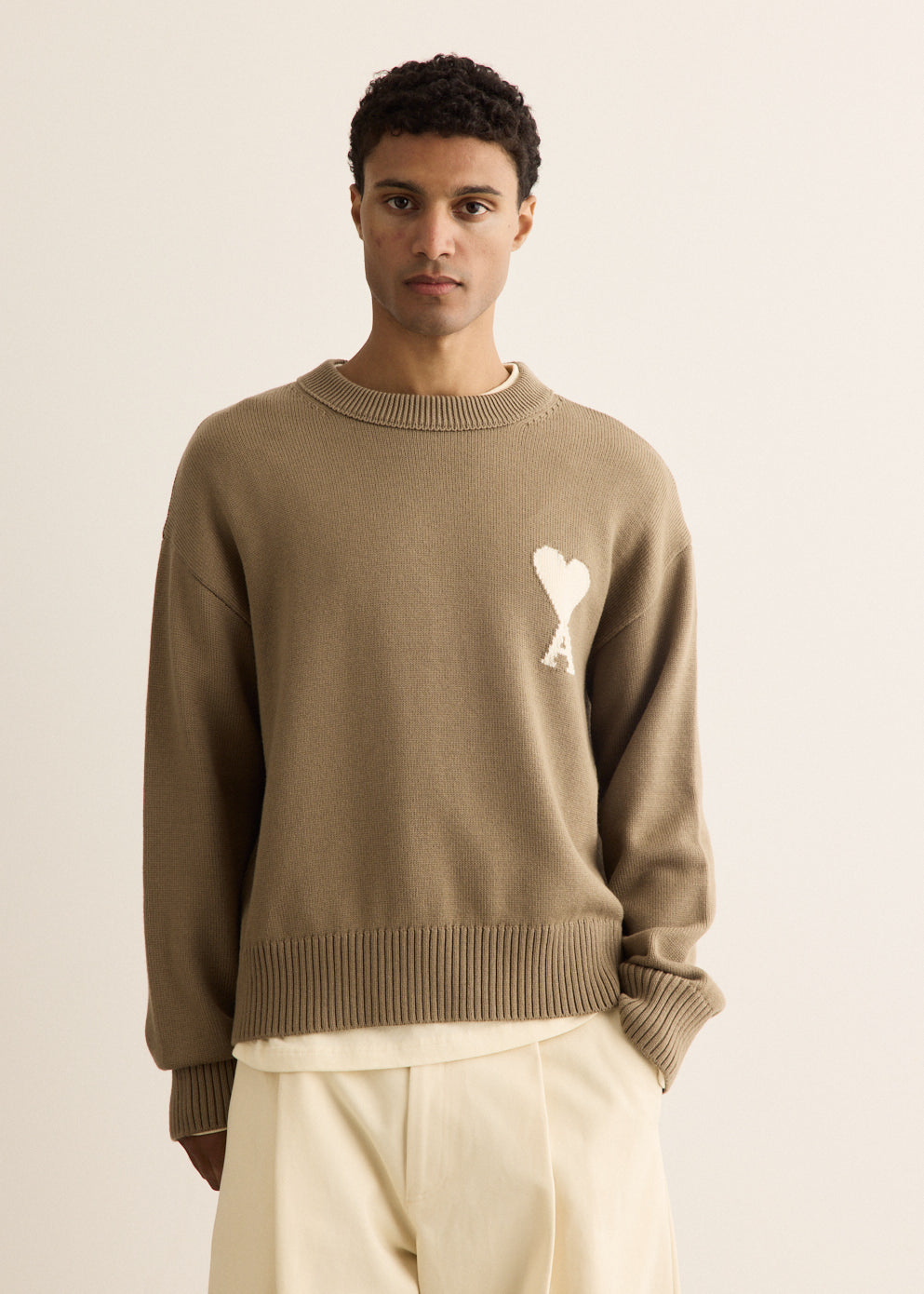 Crewneck Sweater With Contrasted Ami De Coeur