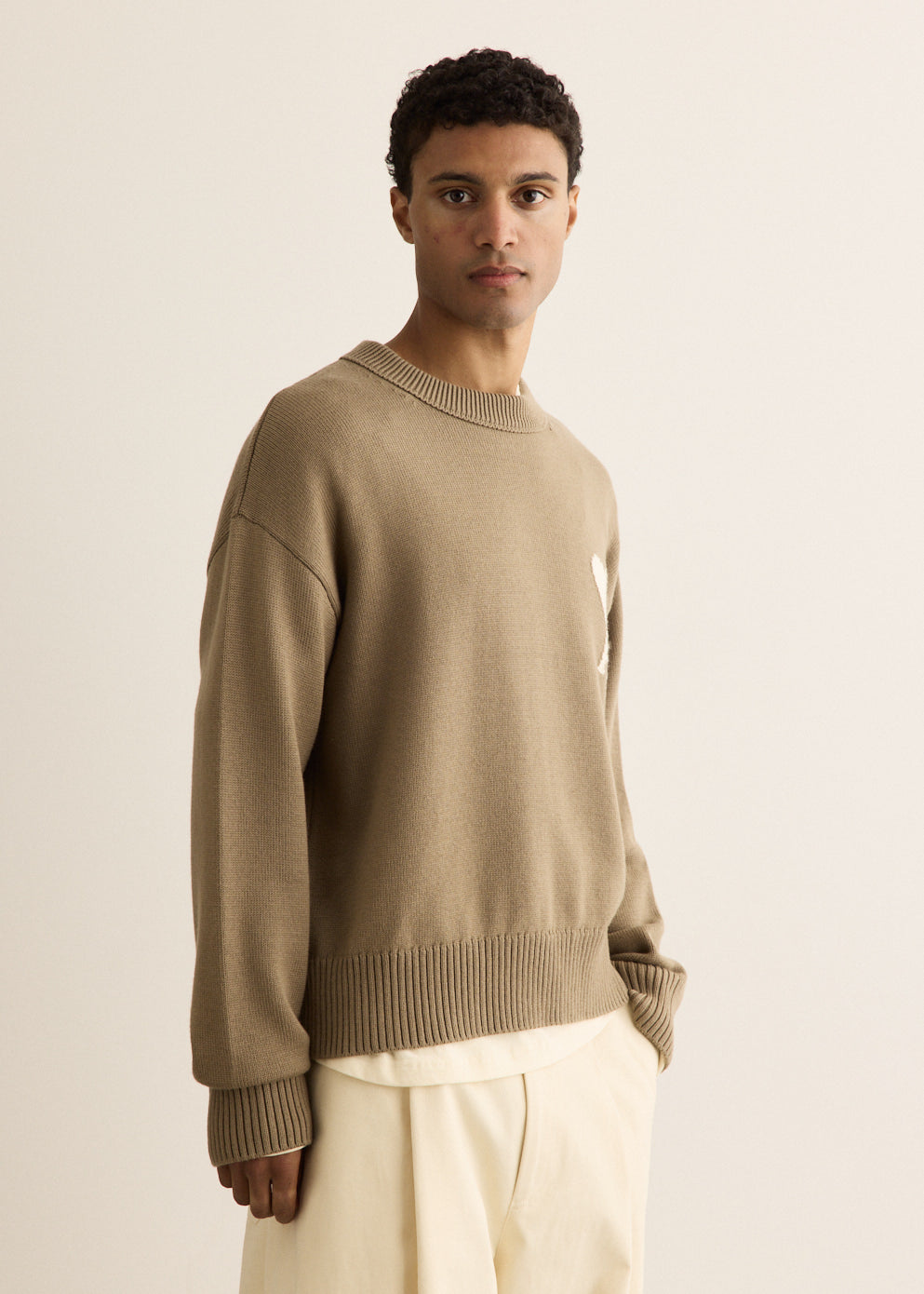 Crewneck Sweater With Contrasted Ami De Coeur