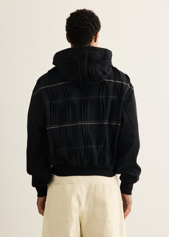 Pin Tuck Semi-Oversized Hooded Zip Up