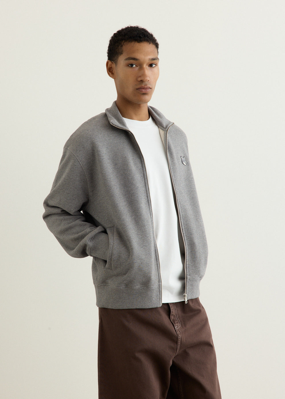 FOXEY NEWYORK カットソー Grey Fox Head Zipped Comfort Sweatshirt