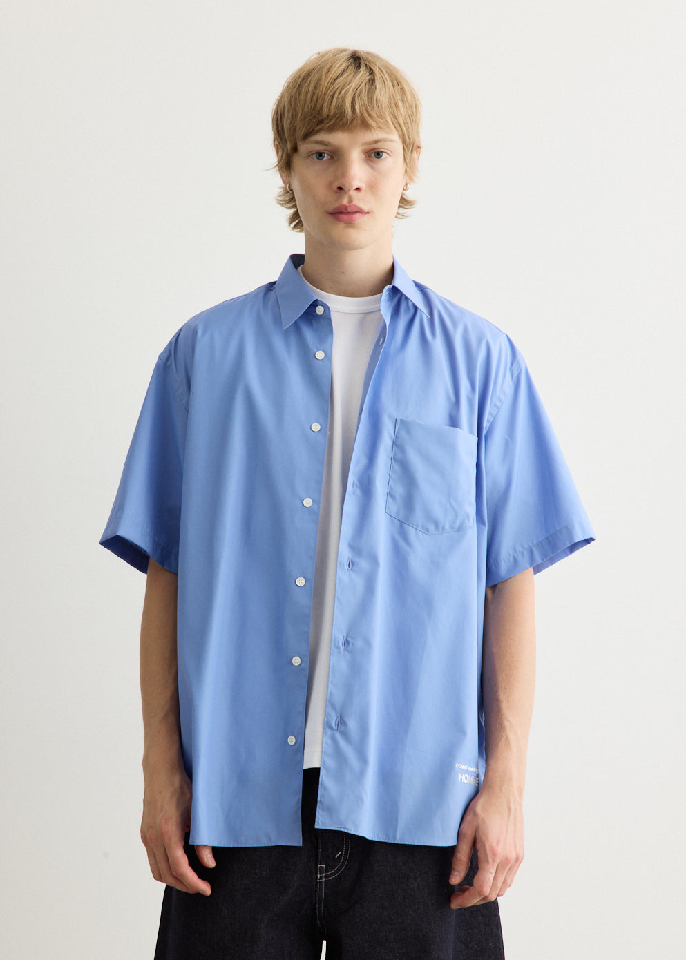 Cotton Broad Cloth Hem Logo Short Sleeve Shirt