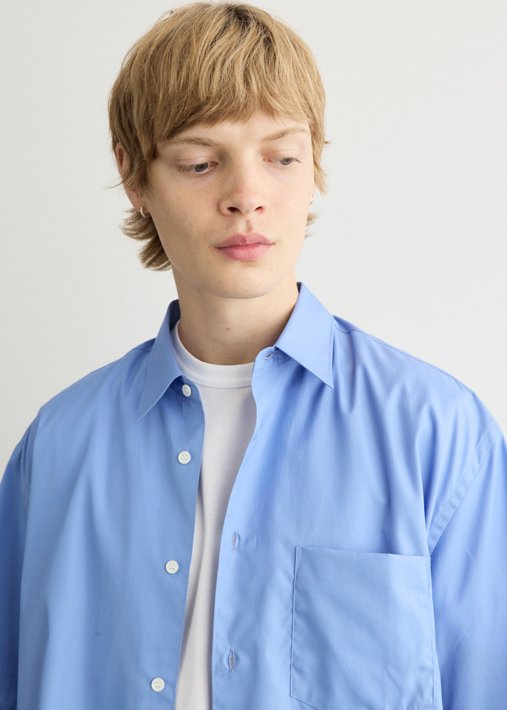 Cotton Broad Cloth Hem Logo Short Sleeve Shirt