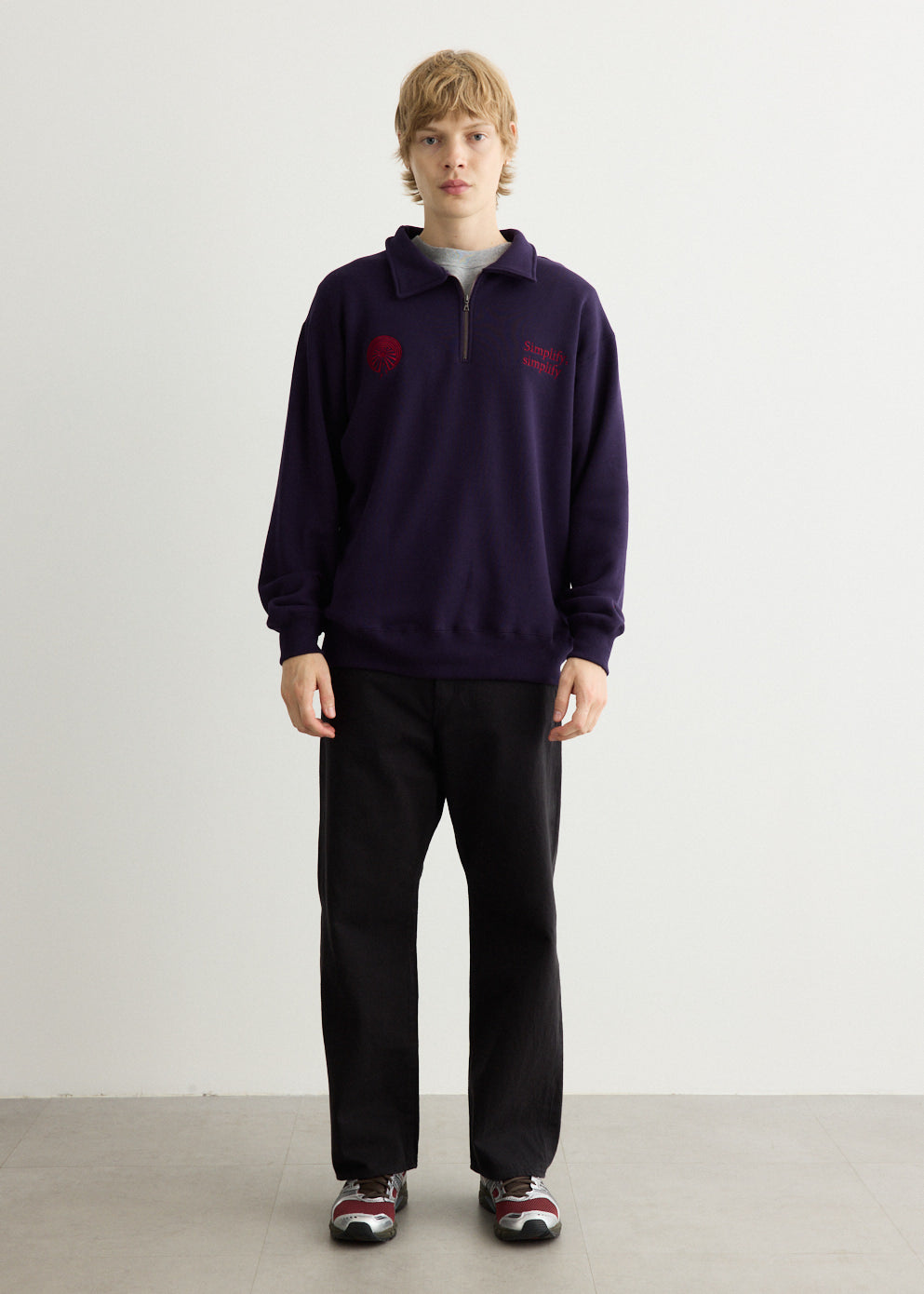 Emb. Half Zipped Sweatshirt