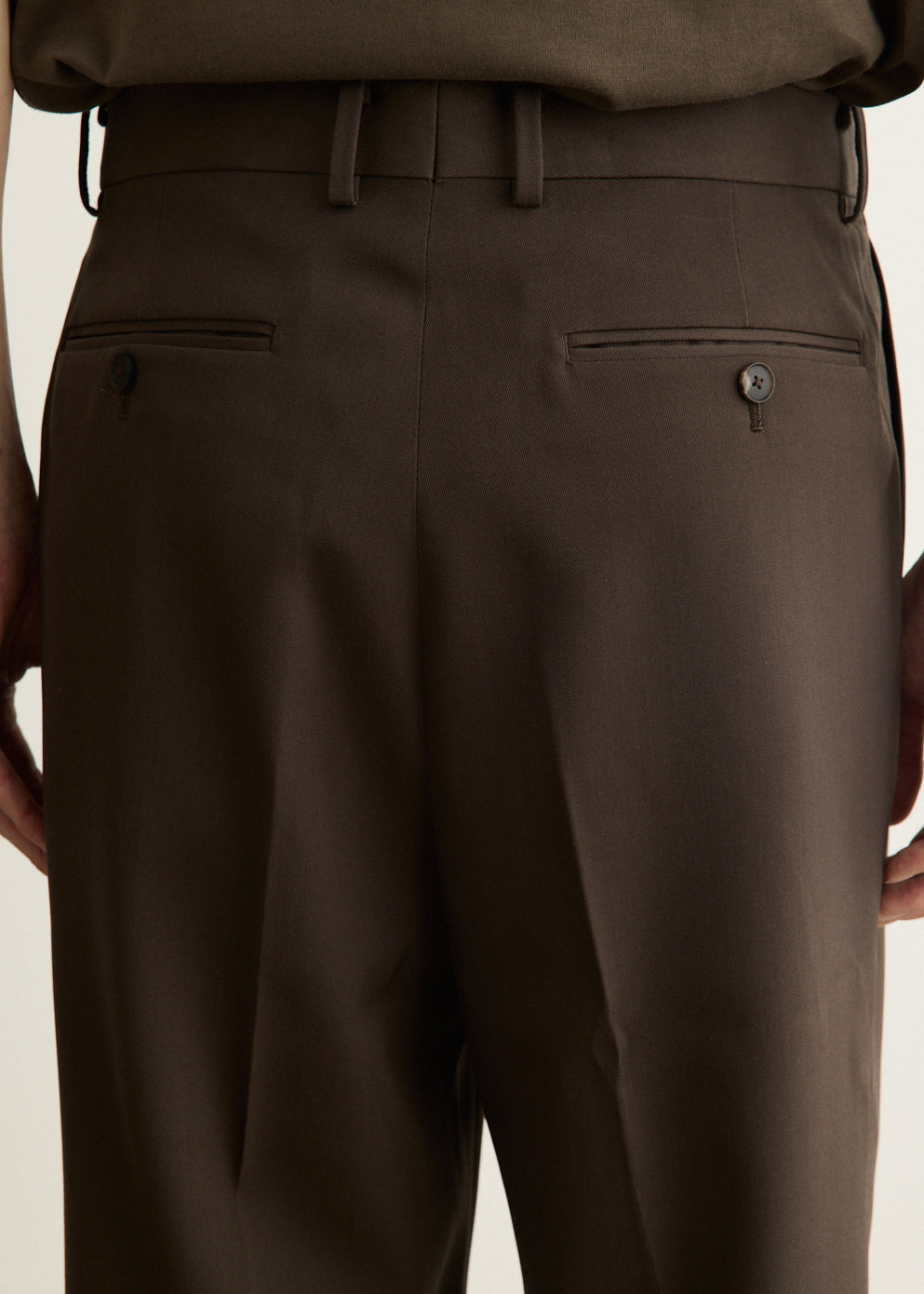 Light Wool Max Gabardine Two-Tuck Slacks