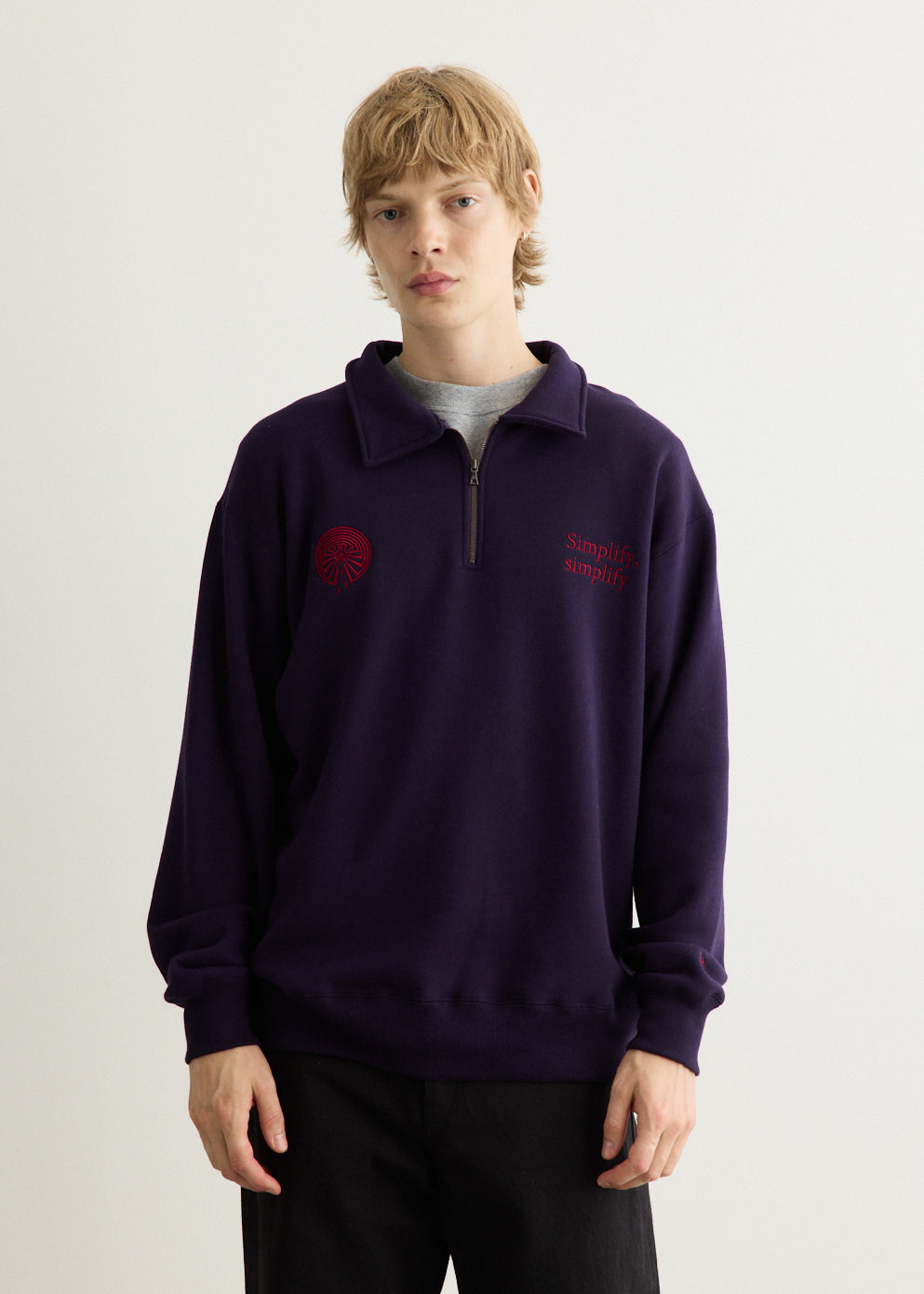 Emb. Half Zipped Sweatshirt