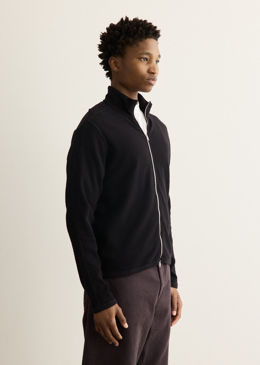 Teno Cotton Hemp Military Rib Zip Cardigan